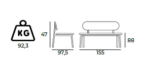 Beta Sofa Bank Couch Gastronomie Größe.webp