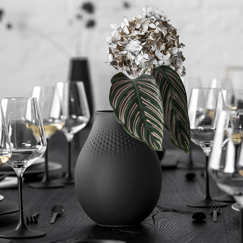 VILLEROY &amp; BOCH Manufacture Collier schwarz Perle Vase, 16 x 20 cm