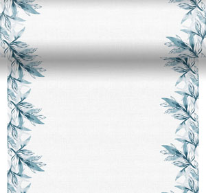 DUNİ Dunicel Tischläufer 3 in 1 40 cm perforiert Blue Leaves