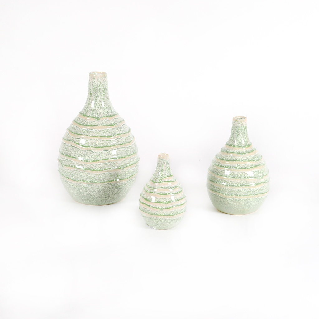 Keramik-Flasche Hope, hellgrün mit Streifen 13,5cm