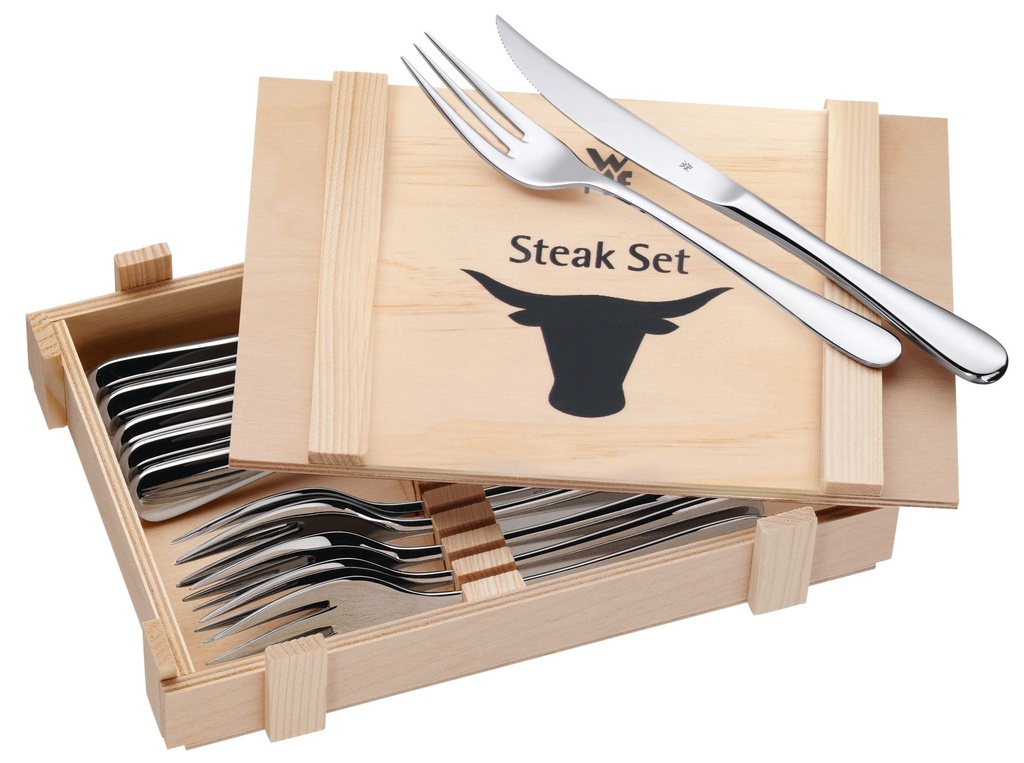 WMF 12tlg Steakbesteck in Holzkasette