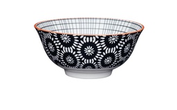 [KCBOWL33] KitchenCraft Glazed Stoneware Bowl, Black Tile, 15.5x7.5cm, Labelled