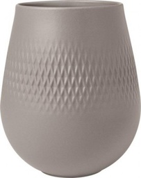 [1016875514] VILLEROY &amp; BOCH Manufacture Collier Vase, 12x15 cm, Carré, Taupe